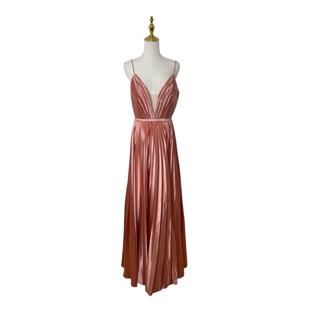 Mac Duggal 49039 Rose Gold Pleated Gown Size 16 $298 - Picture 3 of 7